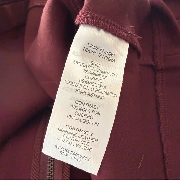 a. moss Maroon Leather Mesh Embroidered Top M - Picture 7 of 7